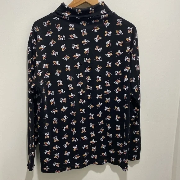 VINTAGE Womens 80s Mickey Mouse Disney Novelty Cotton Black Turtleneck Sz L - Picture 5 of 5